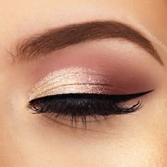 Maquillaje beautiful eye shadow with Gold and Pink. Machiaj Smokey Eyes, Rose Gold Makeup Looks, Make Up Mata, Rose Gold Eye Makeup, Make Up Gold, Rose Gold Eyeshadow, Wedding Hairstyles And Makeup, Gold Makeup Looks, Wedding Makeup For Brown Eyes