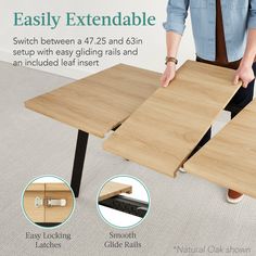 an image of a table being assembled with the instructions on how to install it and where to place them