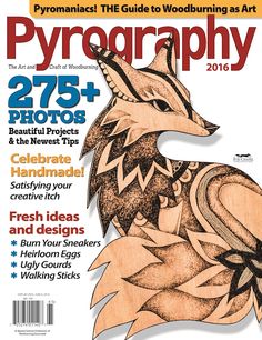 the front cover of woodworking magazine featuring an image of a fox on it's back