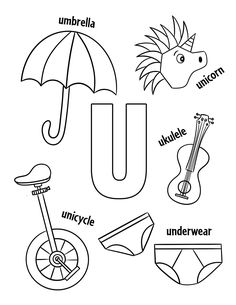 the letter u is for umbrella coloring page