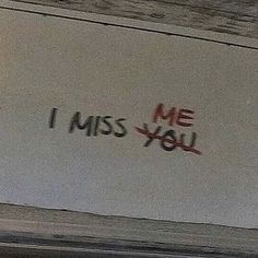 graffiti written on the side of a wall that says i miss you with red spray paint