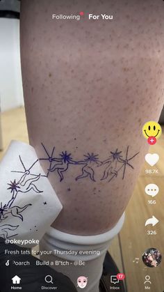 someone has drawn pictures on their legs to say they're not in love with each other