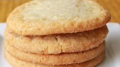 a stack of cookies sitting on top of a white plate