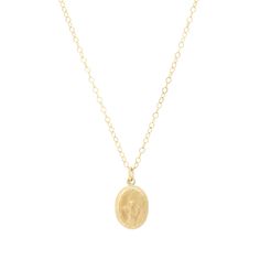 This dainty gold necklace is set with a miraculous coin pendant featuring Virgin Mary and a chain necklace. Made with high quality 14K gold filled materials and perfect for everyday wear - we love wearing it as a protection necklace. 14K gold filled pendant 14K gold filled necklace (Cable or Satellite) Pendant size: 9 x 13 mm, Thickness: 1.1 mm Comes with 2" extender Nickel-free Mary Necklace, Virgin Mary Necklace, Dainty Gold Necklace, Protection Necklace, Solid Gold Jewelry, Coin Pendant, Gold Filled Jewelry, Dainty Necklace, Necklace Sizes