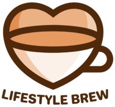 a heart shaped coffee cup with the words lifestyle brew on it's side