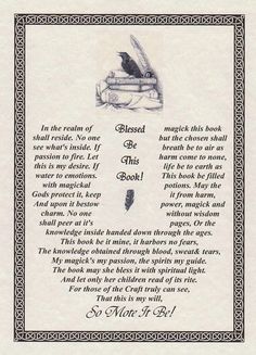 Book Blessing BOS Book of Shadows Page Wiccan Witchcraft Charm Spell Magick CHC | eBay Book Blessing, Dedication Page, Charmed Spells, Signs Christmas, Primitive Signs, Grimoire Book