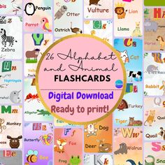 the alphabet and numbers flashcards for children