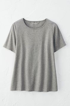 A favorite comfortable knit, now in a great new basic. Our short-sleeve tee is soft, and ideal for layering. Summer Tops Women, Small Frame, Full Figured, Summer Tops, Workout Tee, Fashion Tees, Sale House, Cotton Spandex, Fashion Pants