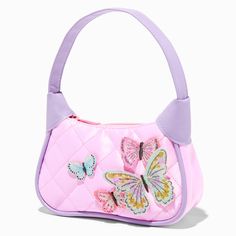 Claire's Club Lilac Butterfly Patch Handbag Lilac Butterfly, Sparkle Unicorn, Barbie Chelsea Doll, Emo Accessories, Butterfly Patch, Bling Phone Cases, Glitter Butterfly, Mattel Shop, Special Occasion Hairstyles