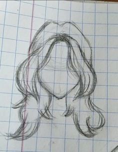 a pencil drawing of a woman's head with long hair