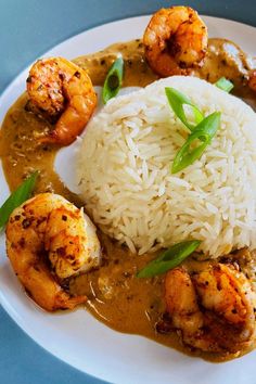 shrimp on a plate with sauce and rice Cajun Cream Sauce, Cajun Sauce, Fresh Shrimp, Shrimp And Rice, Cream Sauce, Family Recipes, Fashion House, Sauce, Rice