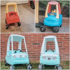 three different types of children's toy cars