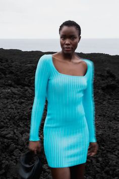 Knitted Mini Dress Blue | NA-KD Spring Knit Mini Bodycon Dress, Chic Green Knit Mini Dress, Chic Blue Knit Mini Dress, Chic Knit Mini Dress With V-neck, Luxury Spring Knit Mini Dress, Marine Uniform, Knit Mini Dress, Future Fashion, Square Necklines