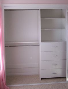 an image of a white closet with drawers