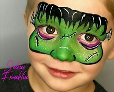 Frankenstein Face Paint, Monster Face Paint, Halloween Face Paint Designs, Zombie Face Paint, Superhero Face Painting