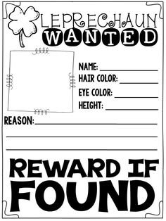 a reward card with the words reward if found in black and white text on it