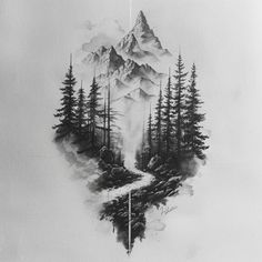 Adventure Body Art Tattoo Stencil Kit Mens Nature Tattoo Ideas, Space And Mountain Tattoo, Tn Tattoo Tennessee, Snow Forest Tattoo, Covered Bridge Tattoo, Wolf In Woods Tattoo, Mountain Background Tattoo, North Star Compass Tattoo Design, Nature Sleeves Women Tattoo