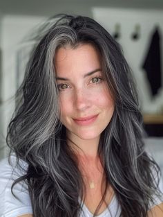 Salt And Pepper Hair Color Ideas, Salt And Pepper Hair Color, Pepper Hair Color, Hairstyles For Grey Hair, Salt Pepper Hair, Hair Ideas For Women, Pepper Hair, Black White Hair, Silver White Hair