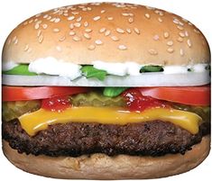 a cheeseburger with tomatoes, lettuce and tomato on it's bun