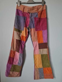 Fab Vintage 90s Boho Dream Cord Patchwork Bell bottoms Size S will fit a UK 8-10 US 4-6  Waist 28-29 ins Hips 34 ins Leg 30 ins  Uttam London 4 x pockets Lightweight cord with gorgeous colourway Zip and velcro closure In great condition consistent with light wear/washing only 90s Boho, Matthew Williamson, Pink Stars, Cashmere Cardigan, Bell Bottoms, Trousers Women, Vintage 90s, Cashmere, Fashion Inspo