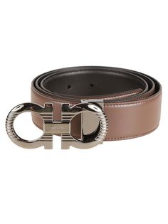 Double Logo Buckle Belt Designer Brown Belt For Formal Occasions, Luxury Formal Belt With Leather Lining, Modern Brown Belt With Logo Plaque, Classic Brown Belt With Logo Plaque, Modern Luxury Belt Buckle With Logo Hardware, Brown Leather Belt With Logo Plaque, Luxury Leather-lined Belt For Formal Occasions, Luxury Adjustable Brown Belt Buckles, Luxury Brown Belt With Metal Logo