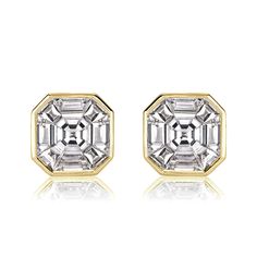 These gorgeous stud earrings are elegant and perfect for daily wear. The design features 1.00ct of special cut diamonds invisible set and showcases a classic asscher cut diamond shape. Set in high polish 18k yellow gold, these beauties are perfect for dressing up or down! Luxury Asscher Cut Diamond Earrings For Formal Occasions, Luxury White Asscher Cut Diamond Earrings, Luxury Yellow Gold Emerald Cut Diamond Earrings, Mark Broumand, Asscher Cut Diamond, Asscher Cut, Diamond Stud Earrings, Diamond Stud, Diamond Shape