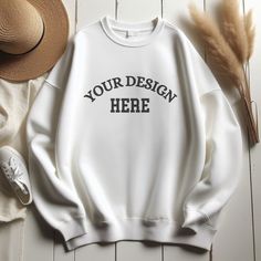 Customizable White Crew Sweatshirt, Casual White Sweatshirt With Printing, Customizable White Crew T-shirt, Basic White Sweatshirt With Branding, Cotton Crew Neck Sweatshirt With Printing, Customizable White Crew Neck Sweatshirt, Customizable White Crew Neck T-shirt, White Crew Neck Sweatshirt With Branding, Sweater Mockup