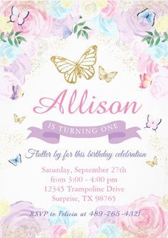 a birthday party with flowers and butterflies