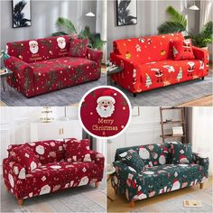 christmas themed couches and loveseat covers in various styles