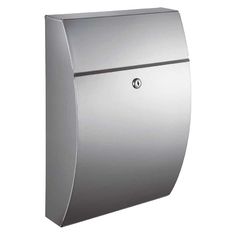 a stainless steel wall mounted mailbox with the letter o on it's side