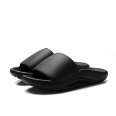 Minimalist Household Fashion Slippers Men Women Summer Indoor Slides Bathing Non-Slip Bathroom Thick-Soled Slippers Black Slip-on Flip Flops For Leisure, Black Round Toe Sandals For Leisure, Black Slip-on Sandals For Leisure, Black Open Toe Sandals For Leisure, Black Open Toe Leisure Slippers, Black Flat Platform Slippers For Beach, Black Non-slip Open Toe Platform Slippers, Black Non-slip Synthetic Platform Slippers, Comfortable Black Slippers For Leisure