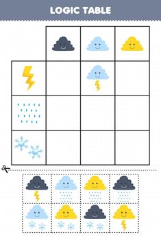 the printable game for kids to learn how to make their own weather symbols and numbers