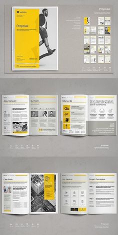 an image of a brochure with yellow and gray colors on it, including the pages