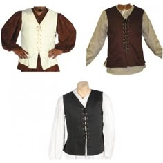 ADULT MENS MALE RENAISSANCE VEST PEASANT PIRATE MEDIEVAL COSTUME VEST #AC #Vest Ren Faire Costume For Boys, Medieval Shirt Pattern Free, Pitate Shirt, Medieval Clothing Male Peasant, Renesance Fair, Medieval Clothing Male, Peasant Clothing, Theater Costumes