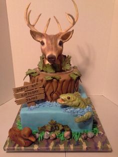 a birthday cake made to look like a deer