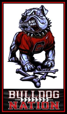 the bulldog mascot is depicted in this image