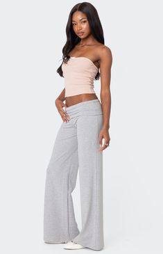 Online only! These Edikted Wide Leg Fold-Over Pants are the perfect choice for those days you want to feel comfortable while still looking put together. Rock it with a cardigan for the coolest y2k vibes. 


	Pants
	Fold over waistband
	Wide leg fit
	Cotton, Spandex
	Model wears size S
	Model height is 5'9
	Item care: Machine wash at maximum 30C, do not bleach, tumble dry low, iron at a maximum of 110C, do not dry clean. Aerie Wide Leg Leggings, Low Waisted Leggings, Wide Leg Comfy Pants, Lulu Dance Pants Outfit, White Shorts Codes For Berry Ave, Fold Over Leggings Outfit, Wide Leggings Outfit, Lulu Dance Studio Pants Outfit, Two Set Outfits