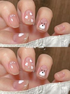 Kawaii Short Nails, Bear Nails, Tato Henna, Bears Nails, Stunning Nail Designs