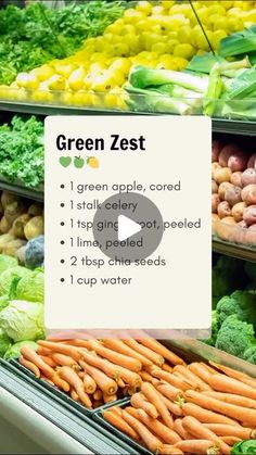 an image of green zest in the produce section at a grocery store with instructions