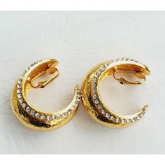 Jose & Maria Barrera Hammered Austrian Crystals Gold Plated Clip Hoops Earrings 1 Inche, In Very Good Pre-Owned Condition. Shipped With Usps First Class. Thank You For Looking:) Jose Maria Barrera Jewelry, Hoops Earrings, Austrian Crystal, Earrings Color, First Class, Gold Plate, Jewelry Earrings, Hoop Earrings, Plating