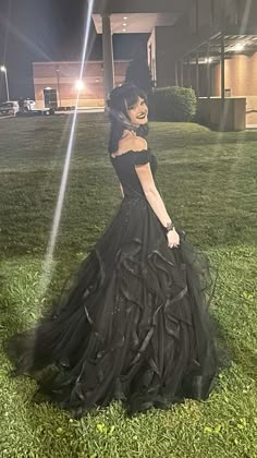 Black Prom Dress Off Shoulder, Goth Prom Dress Plus Size, Black Goth Prom Dress, Alternative Formal Dresses, Night In Paris Prom Dresses, Black Ball Gown Aesthetic, Formal Goth Dress, Alternative Formal Outfit