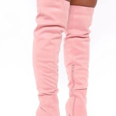 Bnwt- Return To Sender Over The Knee Boot - Blush Fashion Nova 4.5 Stiletto Heel With Side Zipper. Pink Heels For Night Out In Fall, Feminine Pink Boots For Spring, Pink Suede Heels With Pointed Toe, Chic Pink Boots, Chic Pink Almond Toe Boots, Chic Knee-high Pink Boots, Pink Suede High Heels, Pink Flat Heel Boots For Party, Pink Suede Heels With Round Toe