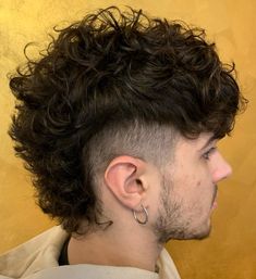 Mohawk Mullet Mens Curly, Curly Hair Mohawk Men, Trendy Mullet Men Curly, Men’s Curly Mohawk, Curly Mowhak Hairstyle Men, Mohawk Curly Hair Men, Curly Shaved Sides Mullet, Curly Hair Shaved Sides Men