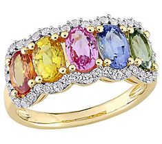 All the colors of the rainbow come together to create this multi-color sapphire ring. From Bellini. Multicolor Oval Sapphire Ring With Prong Setting, Multicolor Oval Sapphire Ring For Anniversary, Oval Multicolor Multi-stone Rings, Multicolor Diamond Ring With Center Stone For Anniversary, Multicolor Round Sapphire Ring Fine Jewelry, Multicolor Sapphire Ring Fine Jewelry, Multicolor Center Stone Ring, Multicolor Oval Ring With Prong Setting, Multicolor Oval Ring With Gemstone Accents