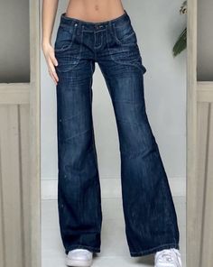 Navy Blue Pants, Cute Pants, Dark Blue Jeans, Dark Navy Blue, Blue Pants, 2000s Fashion, Dream Clothes, Dark Navy