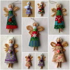 many different types of christmas ornaments hanging from strings