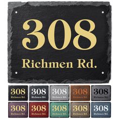 personalized slate plaque with the name and number on it, in different colors for each occasion