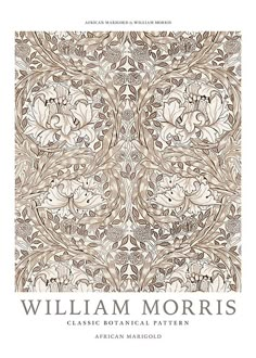 the front cover of william morris's classic botanical pattern, which is in brown and white