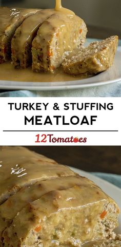 turkey and stuffing meatloaf with gravy on top