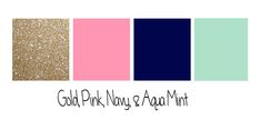 the color scheme for gold pink navy and aqua mint